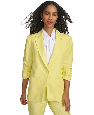 Calvin Klein Women's Linen-Blend Single-Button Blazer