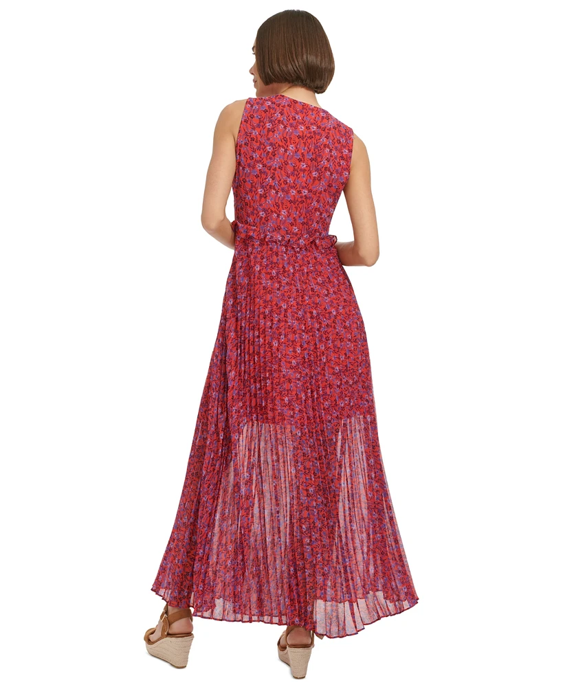 Tommy Hilfiger Women's Ruffled Pleated Maxi Dress