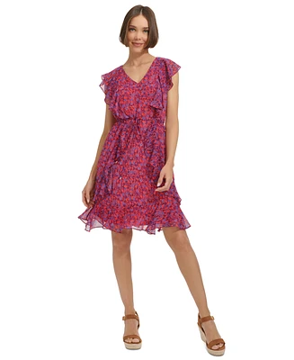 Tommy Hilfiger Women's Ruffled Chiffon Fit & Flare Dress