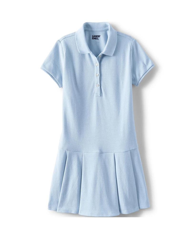 Lands' End Little Girls School Uniform Short Sleeve Mesh Pleated Polo Dress