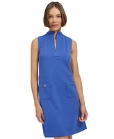 Tommy Hilfiger Women's Split-Neck Jacquard Shift Dress