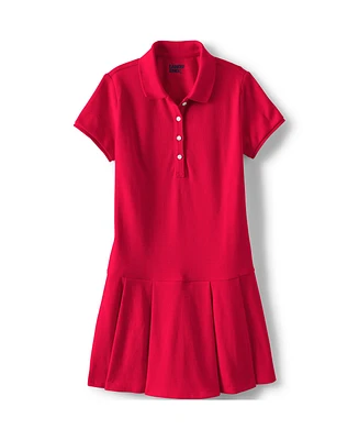 Lands' End Big Girls Short Sleeve Mesh Pleated Polo Dress
