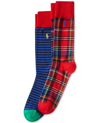Polo Ralph Lauren Men's 2-Pk. Stripes & Plaid Slack Socks