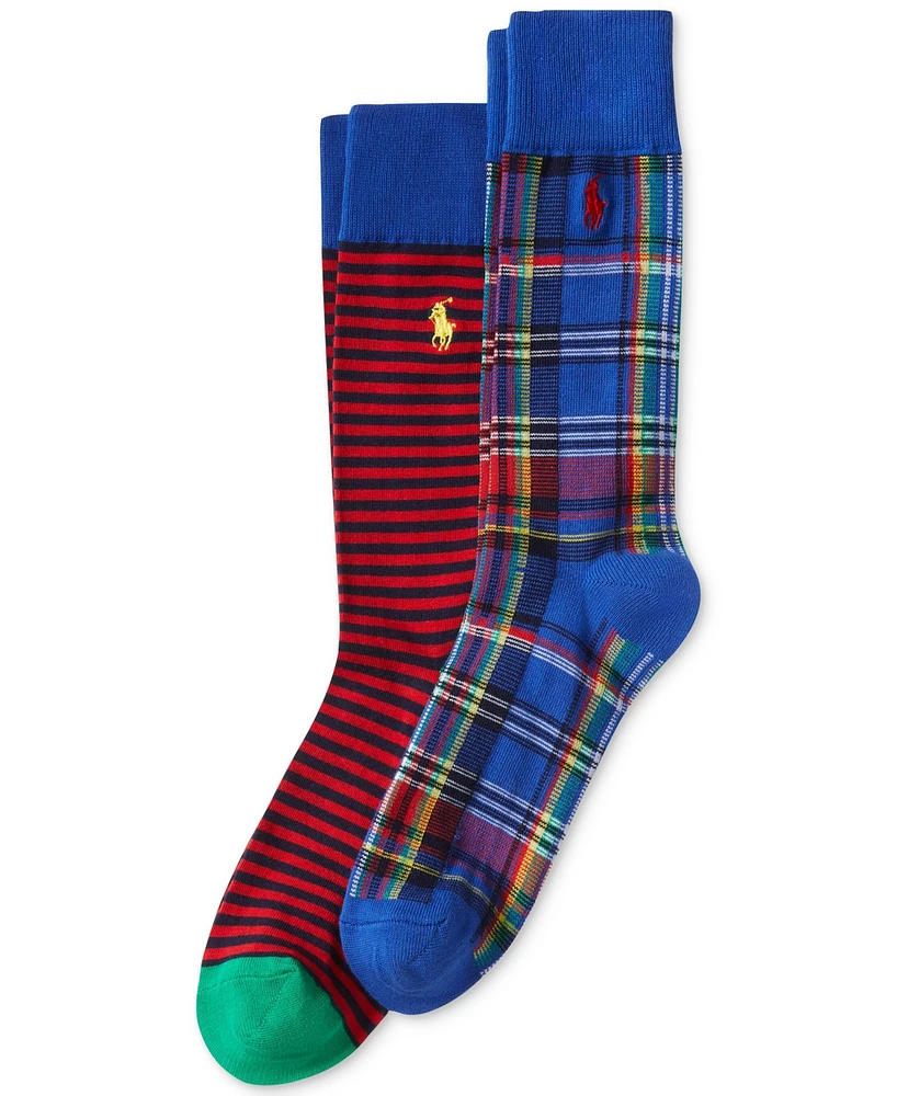 Polo Ralph Lauren Men's 2-Pk. Stripes & Plaid Slack Socks