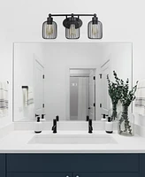 Lalia Home Ironhouse Three Light Industrial Decorative Cage Vanity Uplight Downlight Wall Mounted Fixture f