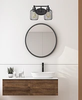 Lalia Home Ironhouse Two Light Industrial Decorative Cage Vanity Uplight Downlight Wall Mounted Fixture