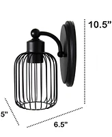 Lalia Home Ironhouse 10.5" One Light Industrial Decorative Cage Wall Sconce Uplight Downlight Wall Mounted Fixture