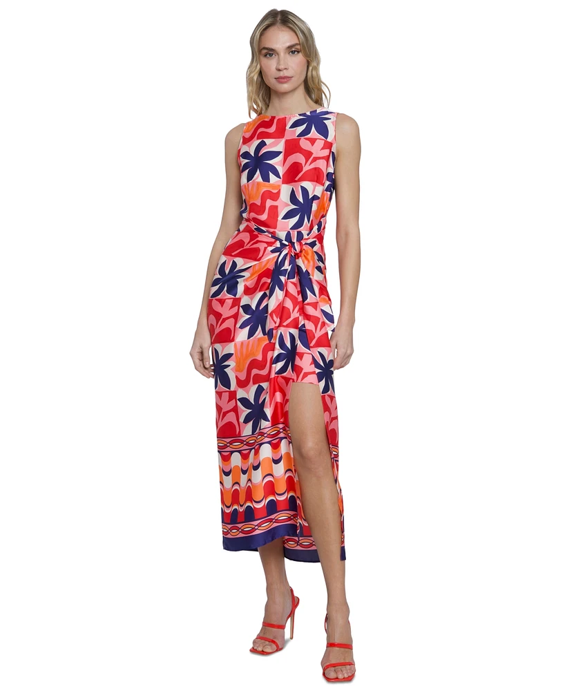 Donna Morgan Women's Printed Charmeuse Midi Dress