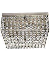 Lalia Home 12" Classix Glam Two Light Decorative Square Crystal and Metal Flush Mount Ceiling Light Fixture