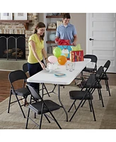 4 Pack Vinyl Folding Chair with Foam Seat, Black