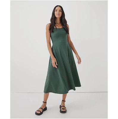 Pact Women's Organic Cotton Fit & Flare Midi Dress