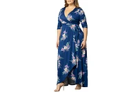 Kiyonna Plus Meadow Dream Maxi Wrap Dress