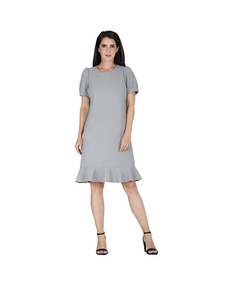 Standards & Practices Women's Puff Sleeves Drop Waist Ruffle Hem Midi Dress