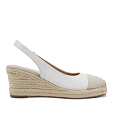 Easy Spirit Women's Margie Slingback Espadrille Wedges - White Leather, Sand