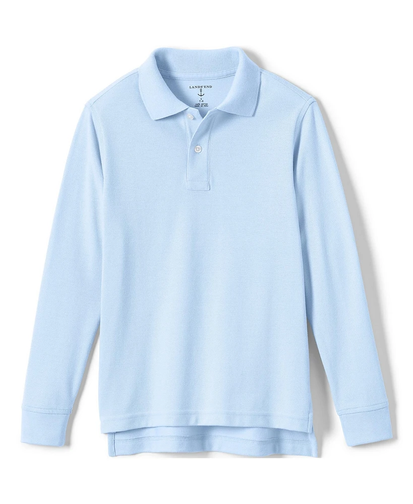 Lands' End Girls Long Sleeve Mesh Polo Shirt