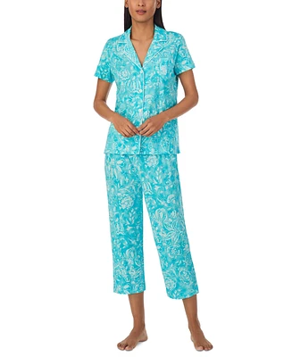 Lauren Ralph Women's Short-Sleeve Capri Pant Pajama Set
