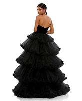 Mac Duggal Women's Strapless Tiered Ruffle Ballgown