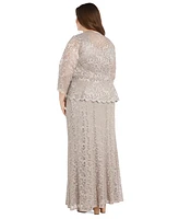 R & M Richards Plus Metallic Lace Jacket and Dress