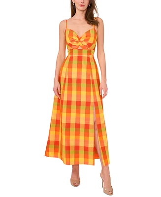 1.state Women's Plaid Twist-Front Maxi Dress