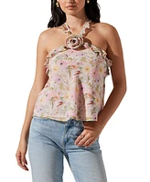 Astr the Label Women's Alix Ruffled Floral Halter Top