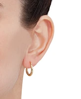 Italian Gold Textured Tube Small Hoop Earrings in 10k Gold, 5/8"