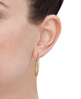 Italian Gold Textured Tube Medium Hoop Earrings in 10k Gold, 1-1/8"