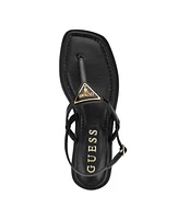 Guess Women's Rainey Logo Sqaure Toe T-Strap Flat Sandals