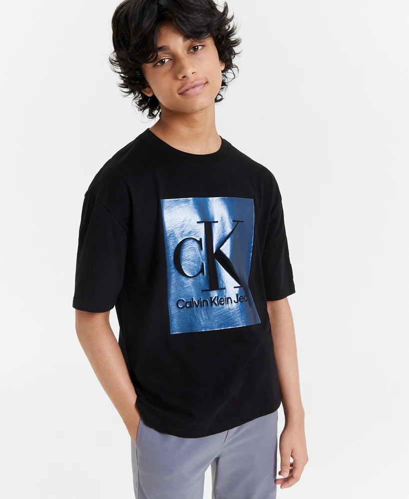 Calvin Klein Big Boys Cotton Logo Crewneck T-Shirt