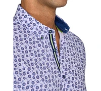 Society of Threads Men's Regular-Fit Non-Iron Performance Stretch Medallion-Print Button-Down Shirt