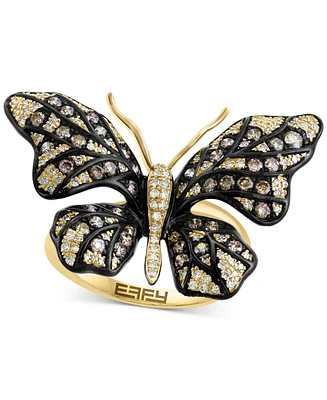 Effy White & Espresso Diamond Butterfly Statement Ring (7/8 ct. t.w.) in 14k Gold