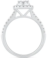 Diamond Halo Pear Shaped Cluster Engagement Ring (1/2 ct. t.w.) in 14k White Gold