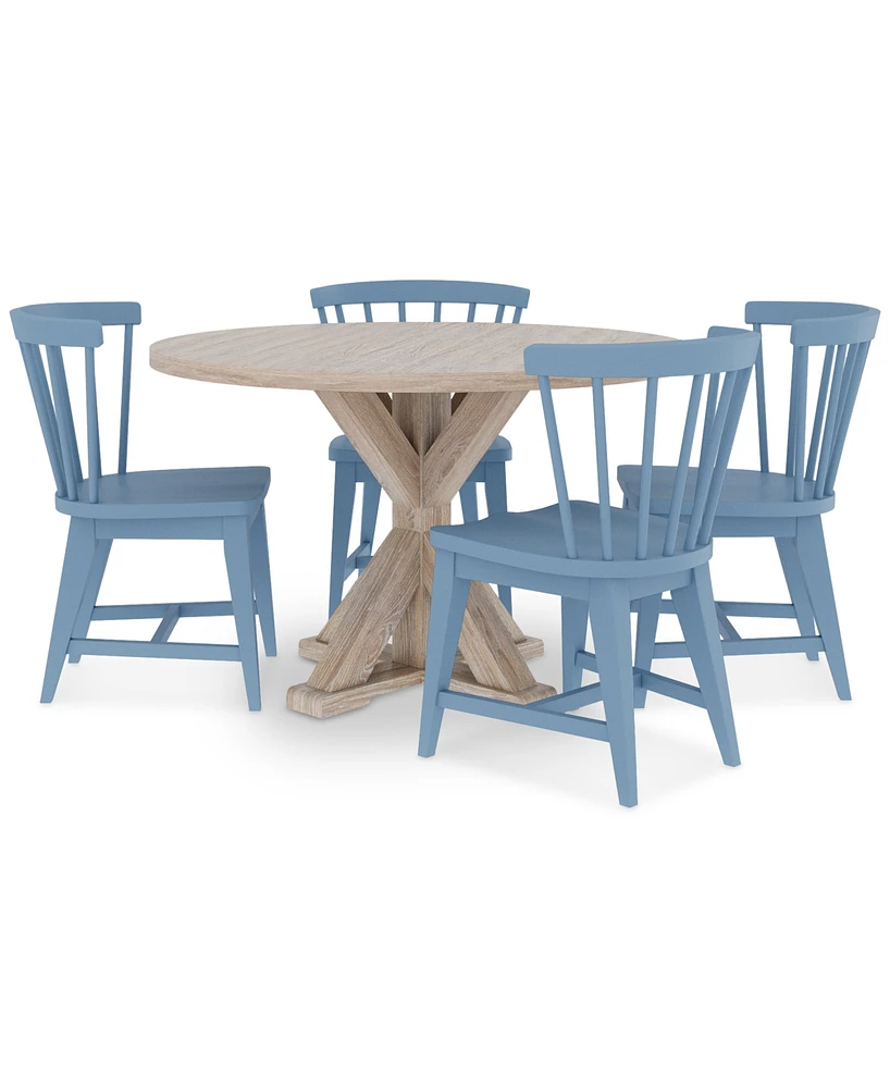 Catriona 5pc Dining Set (Round Table & 4 Wood Side Chairs)