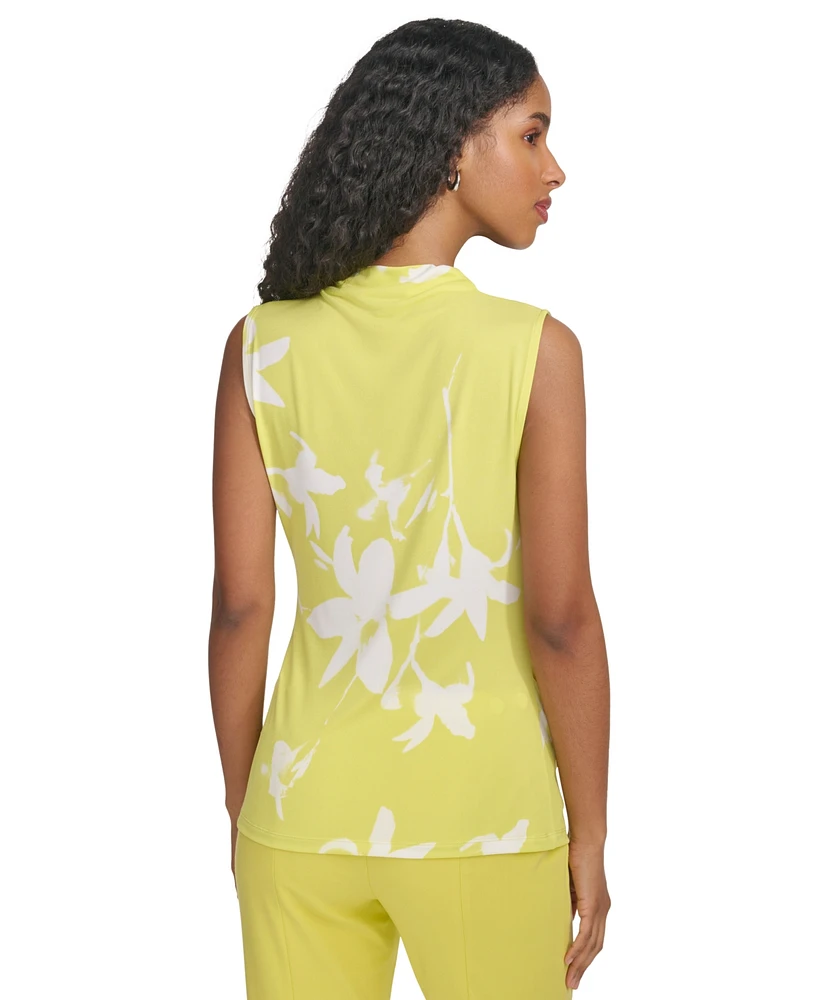 Calvin Klein Women's High-Neck Floral-Print Sleeveless Top
