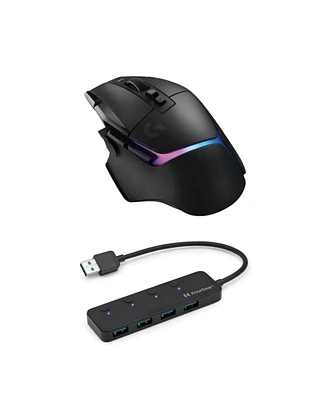 Logitech G502 X Plus Wireless Gaming Mouse (Black) with 4-Port Usb 3.0 Hub