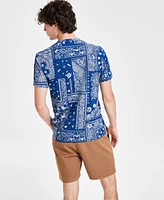 Sun + Stone Men's Short Sleeve Crewneck Bandana Print T-Shirt, Created for Macy's