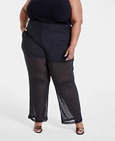 Nina Parker Trendy Plus Printed Mesh Pants, Created for Macy's