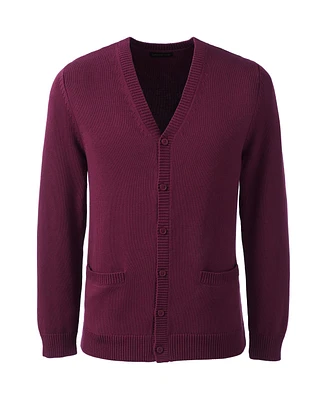 Lands' End Men's School Uniform Cotton Modal Button Front Cardigan Sweater