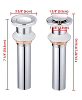 Aquaterior 1 3/8" Bathroom Faucet Vessel Vanity Sink Pop Up Drain Stopper Without Overflow Polished Chrome