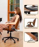 Glitzhome Leatherette Gaslift Adjustable Swivel Office Chair