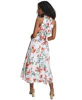 Calvin Klein Petite Floral-Print A-Line Halter Dress