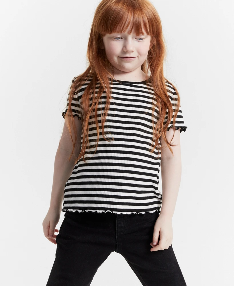 Epic Threads Girls Striped Ribbed T-Shirt, Created for Macy's