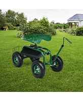 Slickblue Extendable Handle Garden Cart Rolling Wagon Scooter