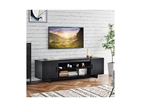 Slickblue Modern Wood Universal Tv Stand for Tv up to 65 Inch with 2 Storage Cabinets