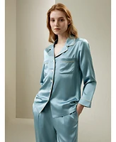 Lilysilk Women's 22MM Gold Piping Silk Pajamas Set