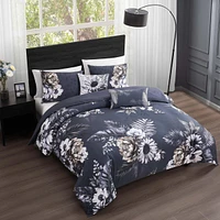 Bebejan Forget Me Not Bedding 100% Cotton Sateen 5 Piece Reversible Queen Comforter Set