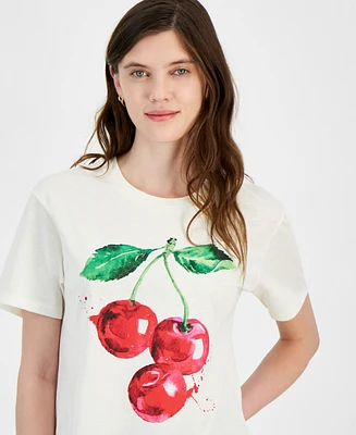 Rebellious One Juniors' Cherries Graphic-Print Tee