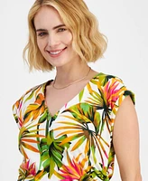 I.n.c. International Concepts Petite Cotton Ruched-Side Top, Created for Macy's