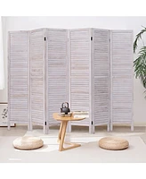Slickblue 6 Panels Classic Venetian Wooden Slat Room Screen