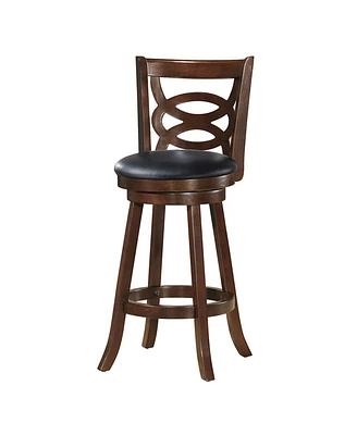 Counter Height Upholstered Espresso Swivel Dining Chair with Cushion Seat-29 Inch