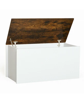 Slickblue Flip-top Storage Chest with Self-hold Cover and Pneumatic Rod-White